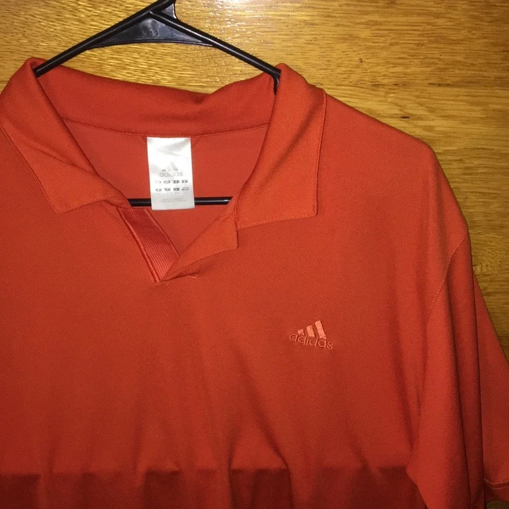 Adidas Athleisure Mens Short‎ Sleeve Polo Shirt Orange Embroidered Logo Large